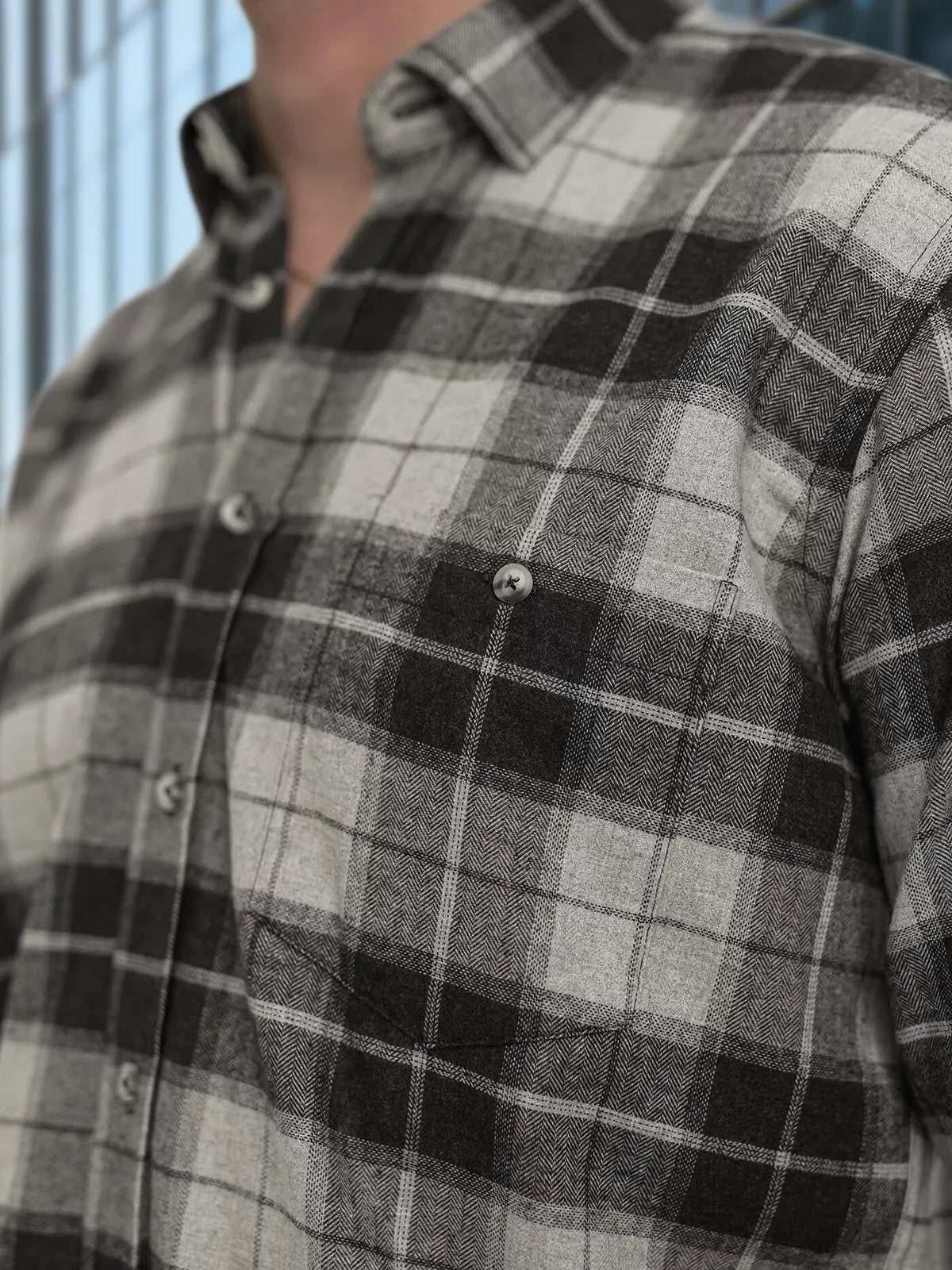 Men's gray checkered shirt Marino