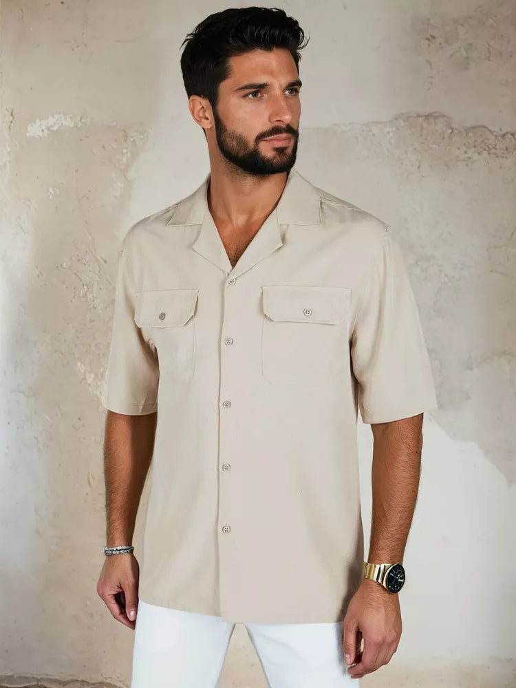 Men's brown short-sleeved shirt Kenat