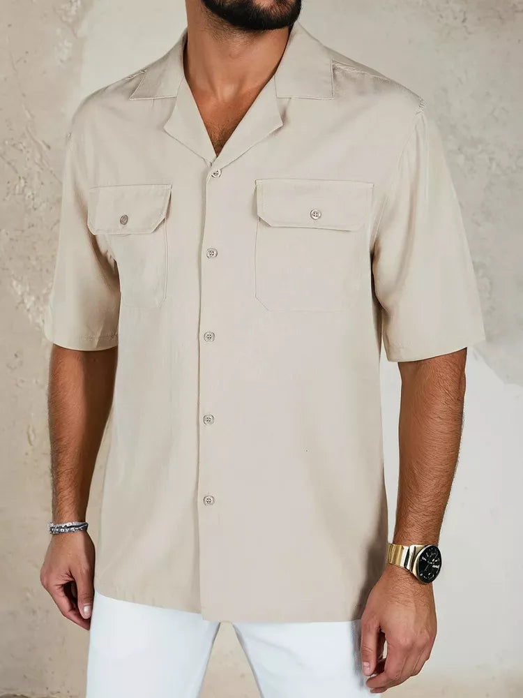 Men's brown short-sleeved shirt Kenat
