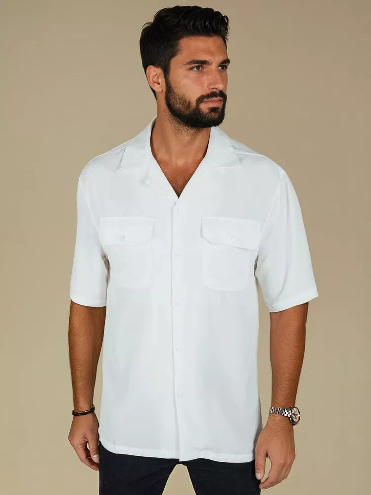 Men's white short-sleeved shirt Kenat