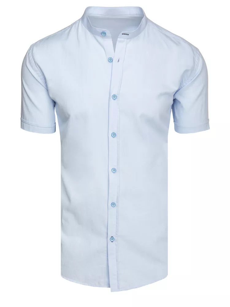 Men's light blue short-sleeved shirt Top 