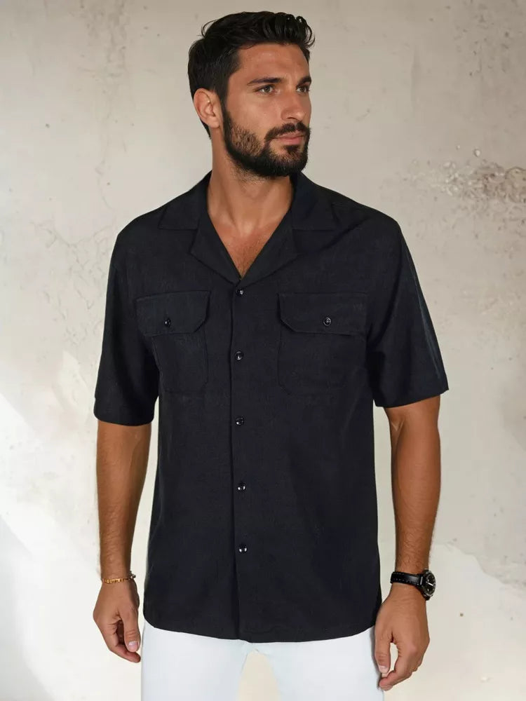 Men's black short-sleeved shirt Kenat