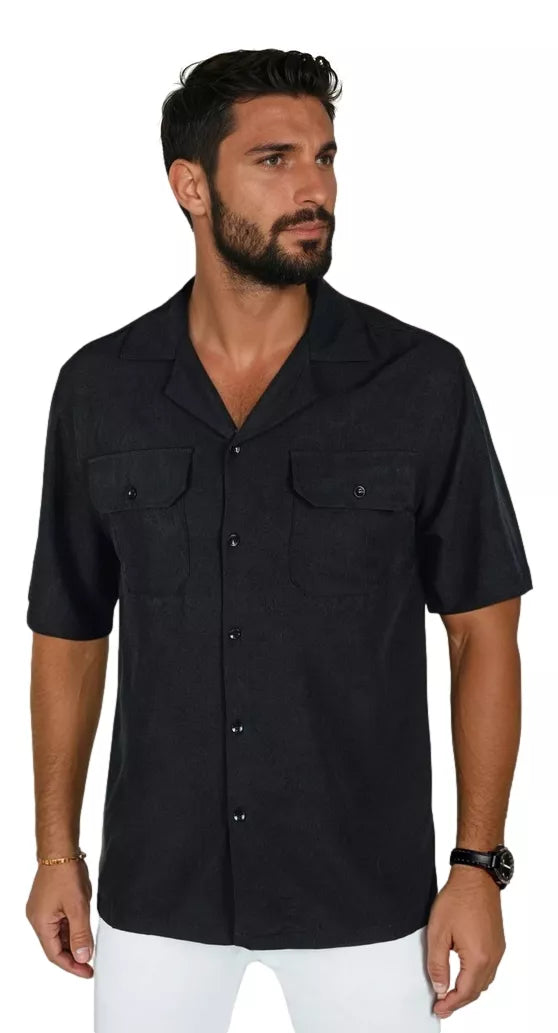 Men's black short-sleeved shirt Kenat