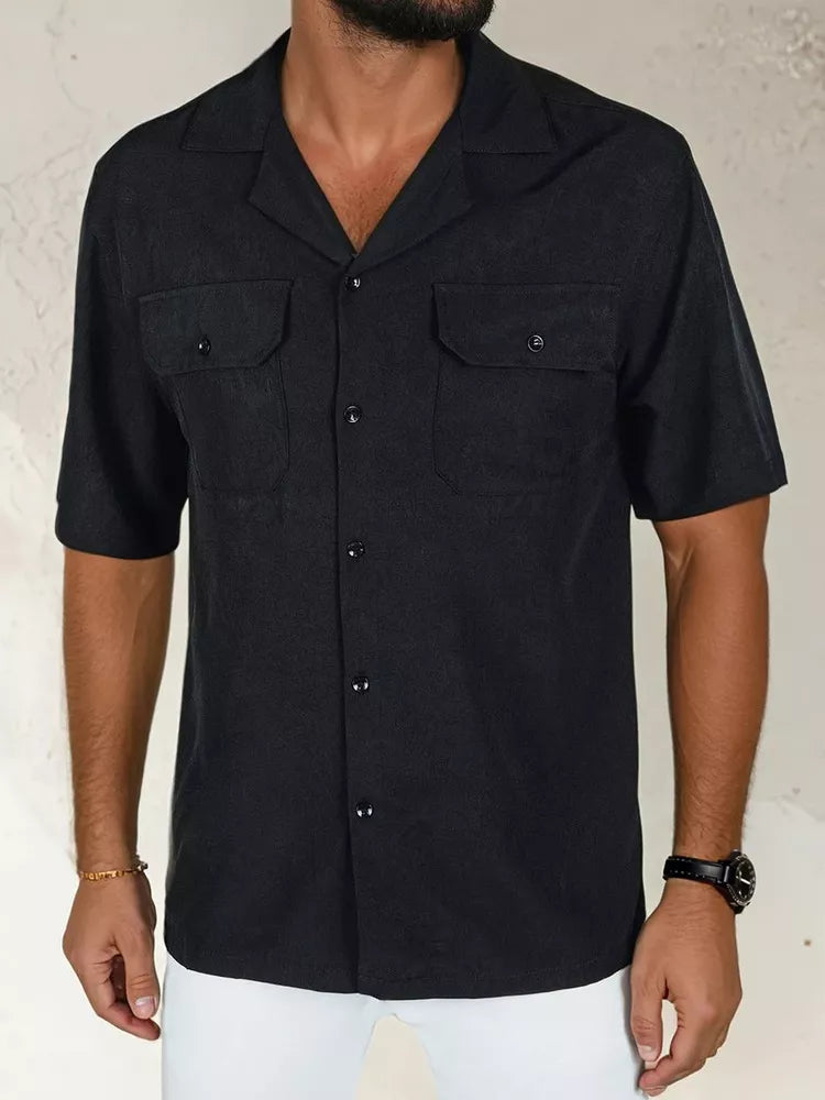 Men's black short-sleeved shirt Kenat