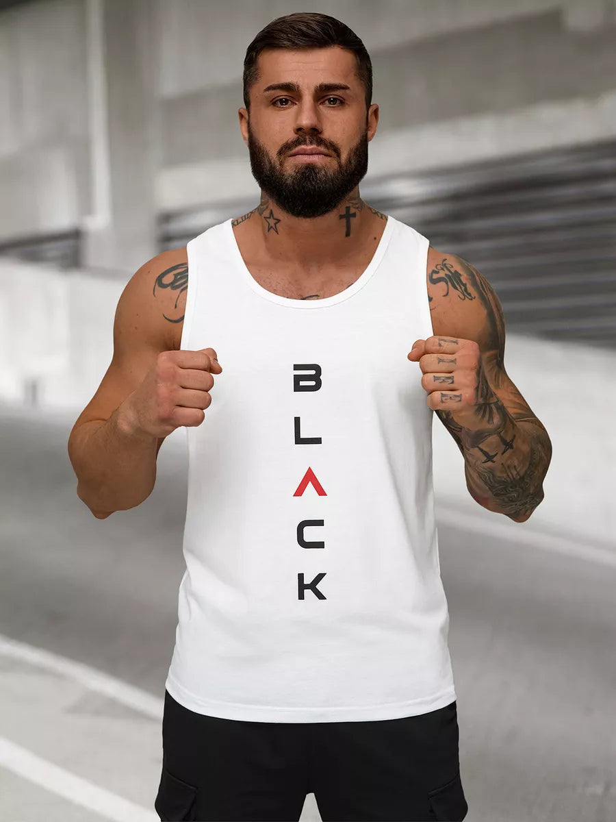 Men's white sleeveless shirt Back