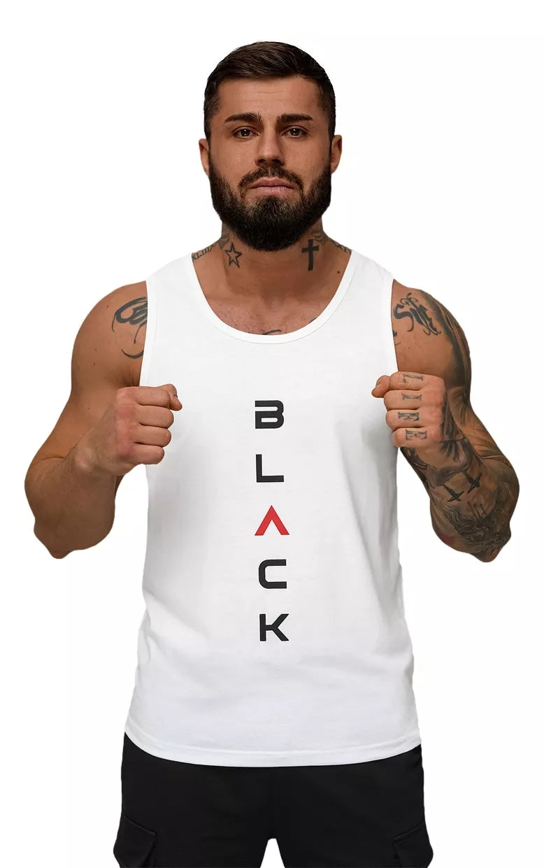 Men's white sleeveless shirt Back