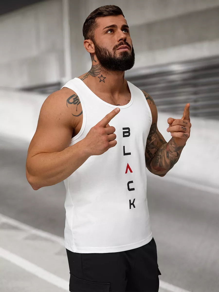 Men's white sleeveless shirt Back
