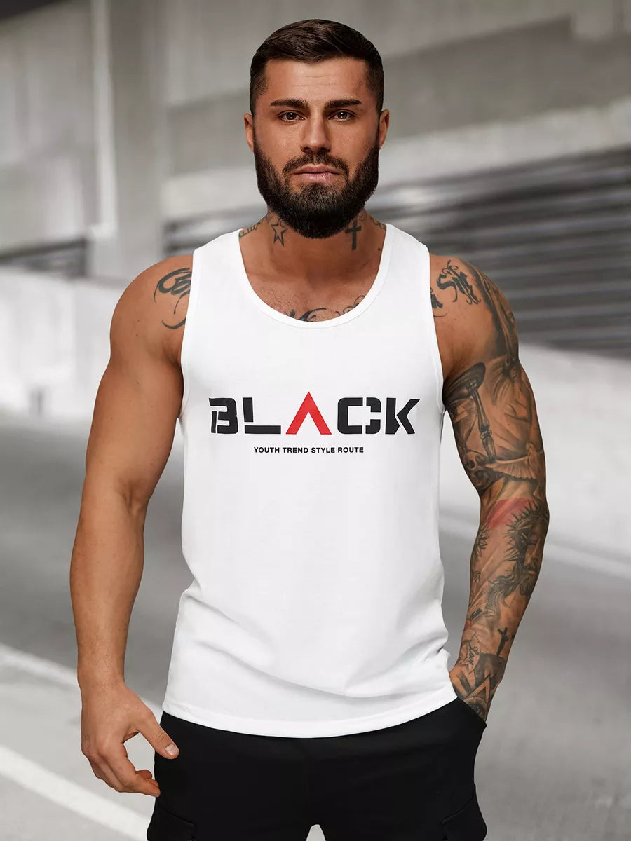 Men's white sleeveless shirt Black2