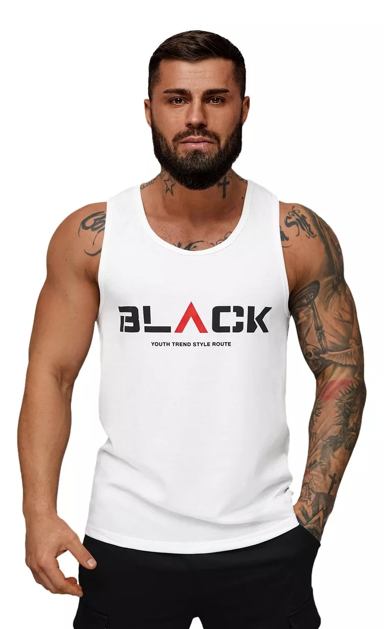 Men's white sleeveless shirt Black2