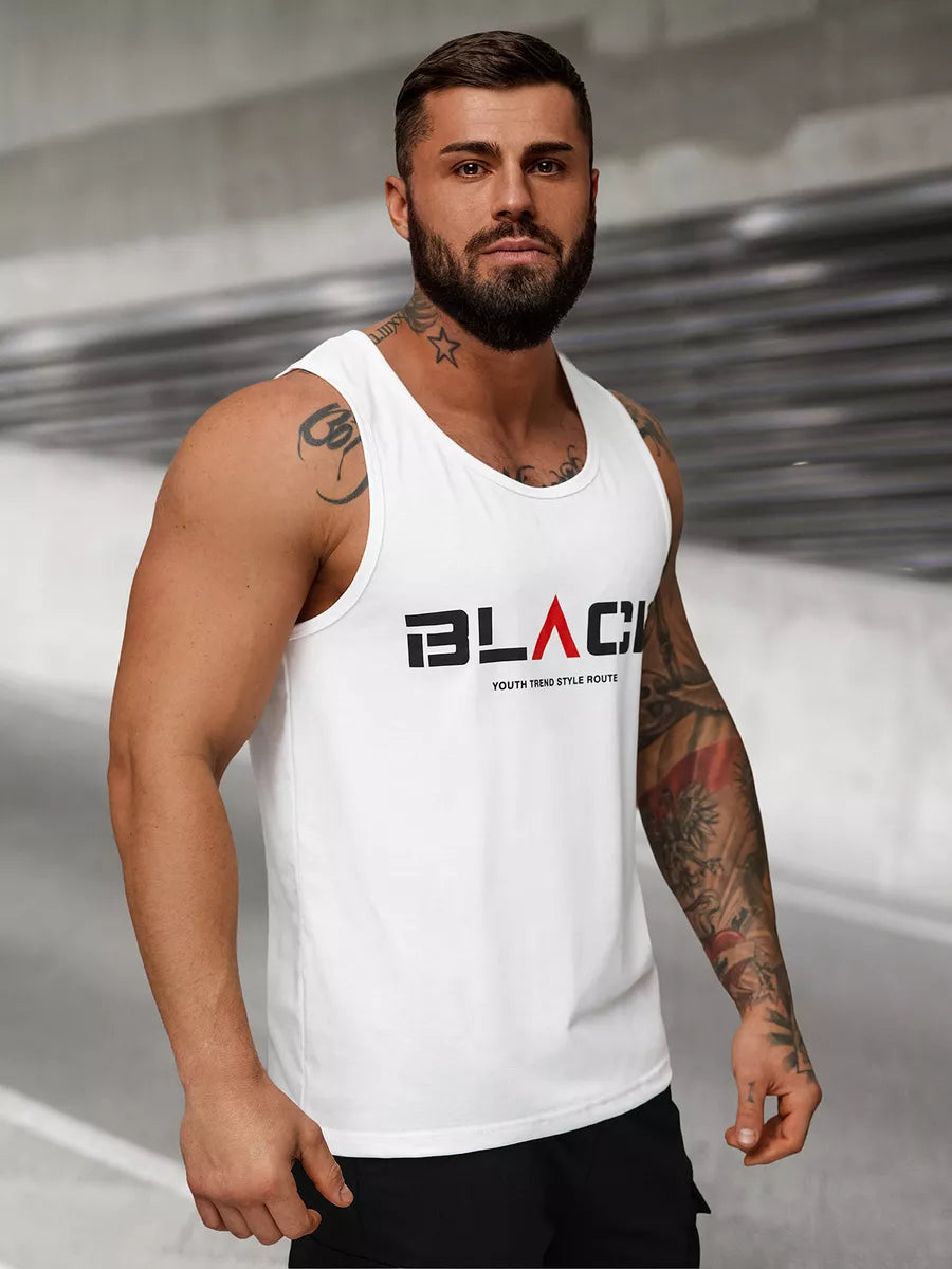Men's white sleeveless shirt Black2