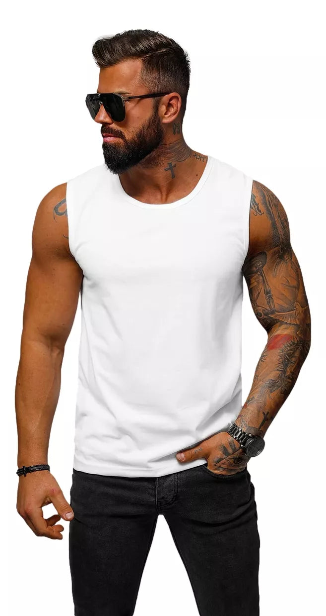 Sleeveless white men's T-shirt Look