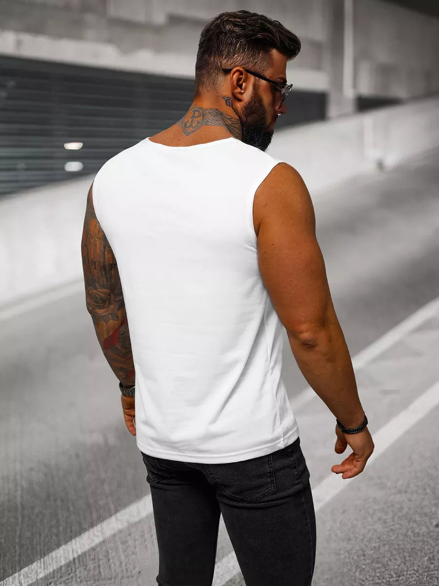 Sleeveless white men's T-shirt Look