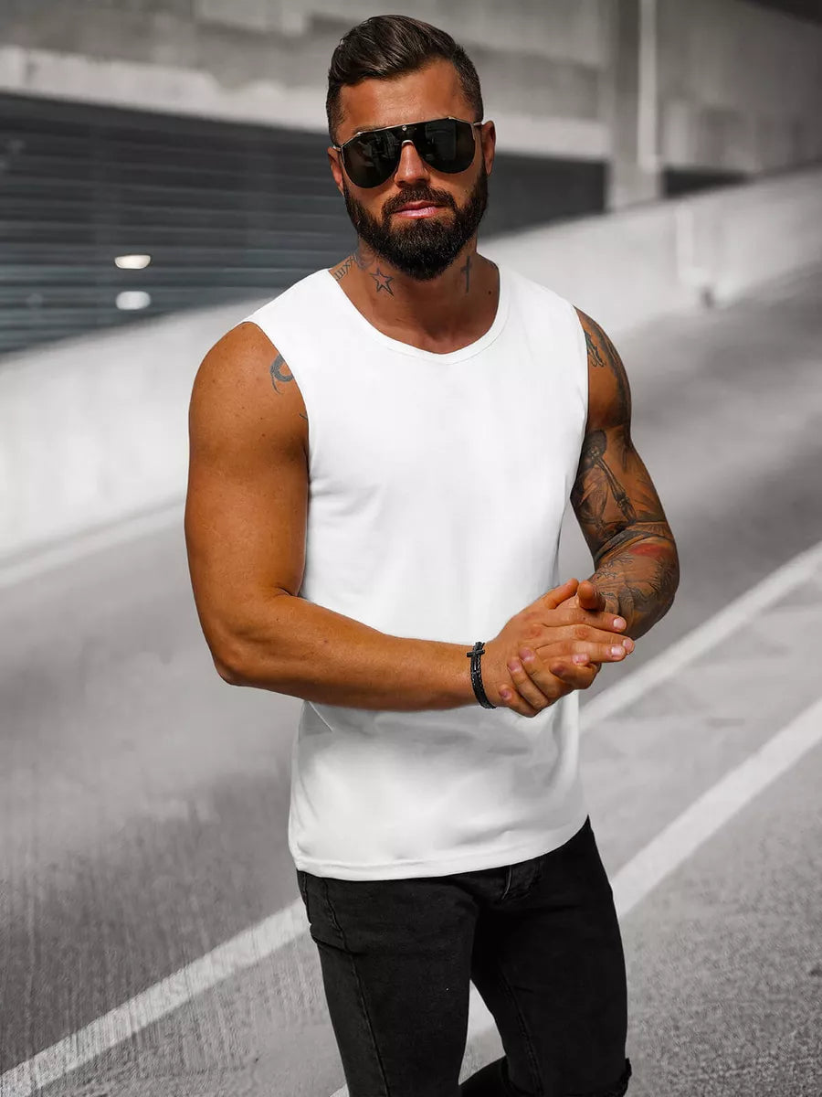 Sleeveless white men's T-shirt Look