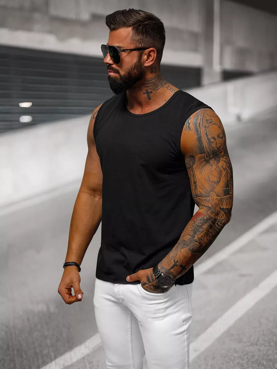Sleeveless black men's T-shirt Look
