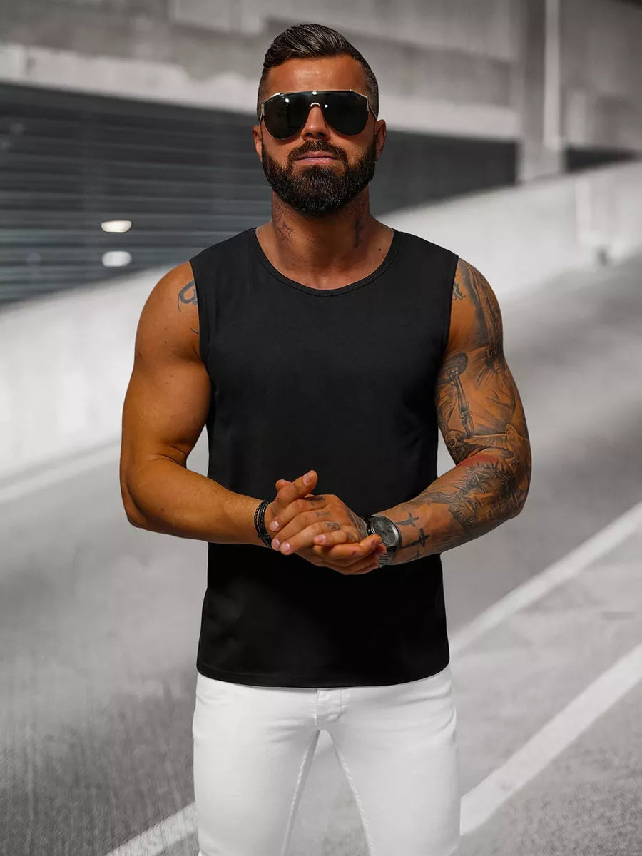 Sleeveless black men's T-shirt Look