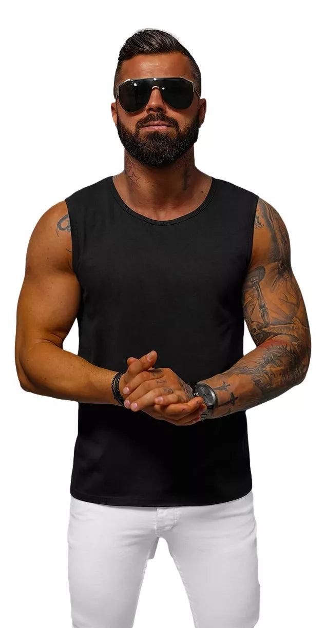 Sleeveless black men's T-shirt Look