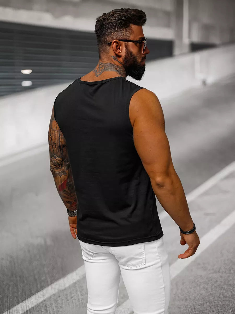 Sleeveless black men's T-shirt Look