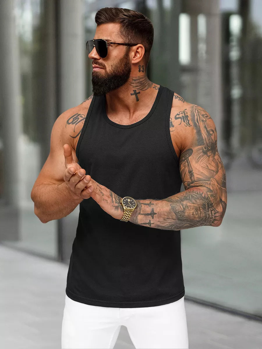 Men's sleeveless black T-shirt Romul