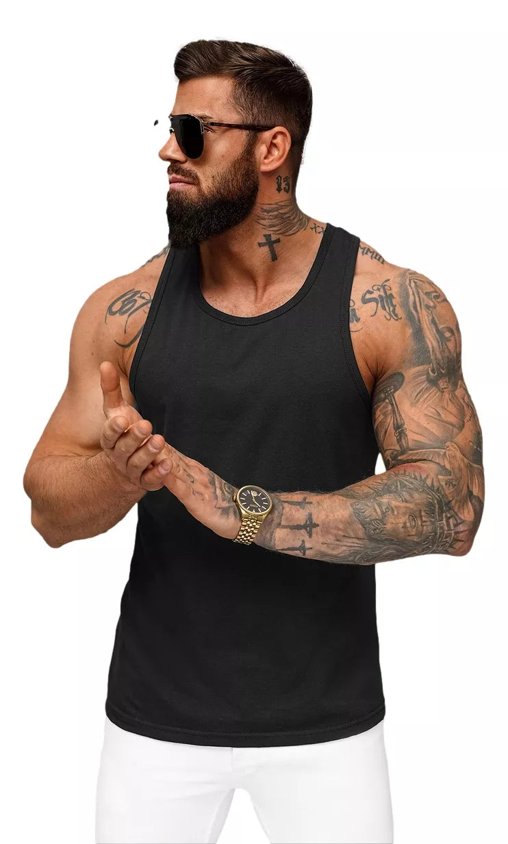 Men's sleeveless black T-shirt Romul