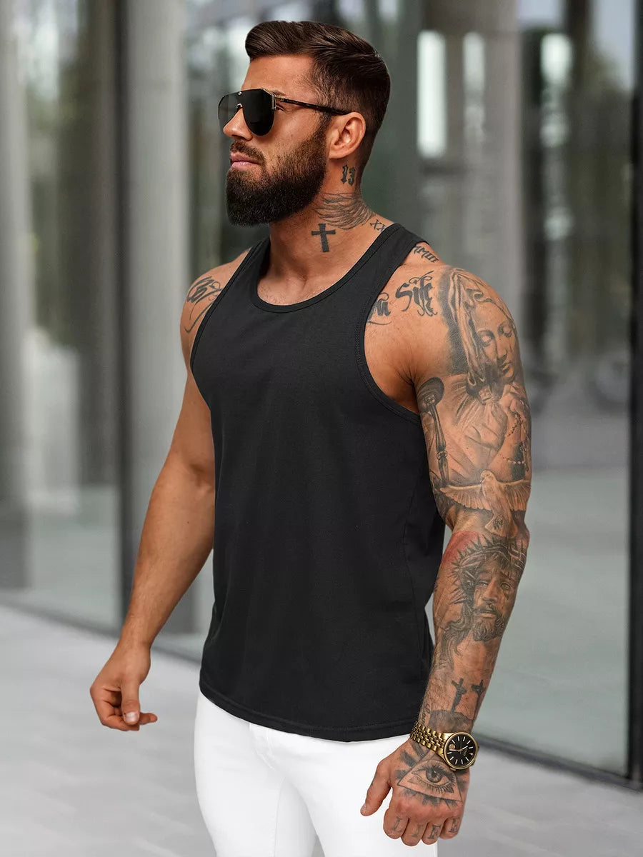 Men's sleeveless black T-shirt Romul