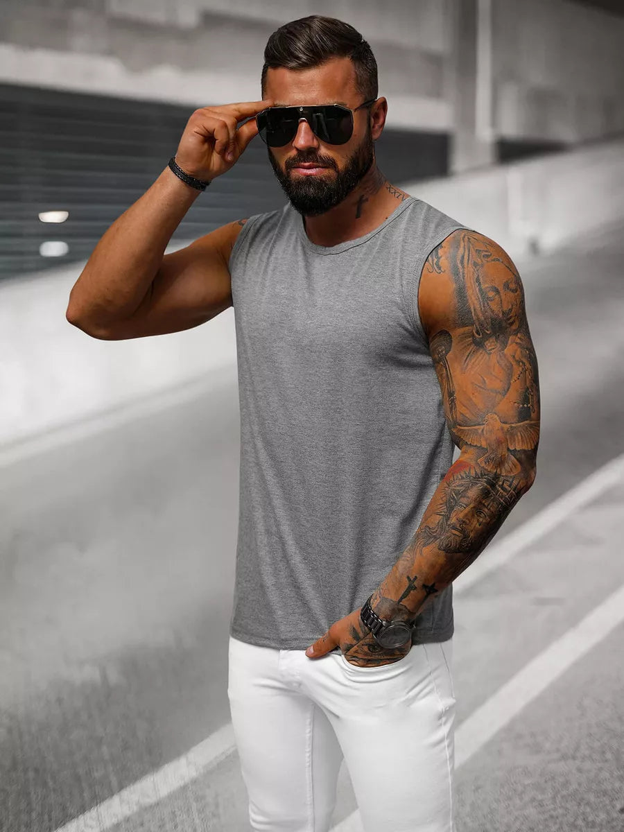 Sleeveless dark gray men's T-shirt Look