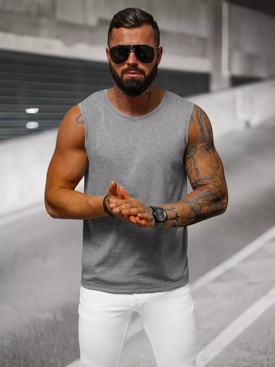 Sleeveless dark gray men's T-shirt Look