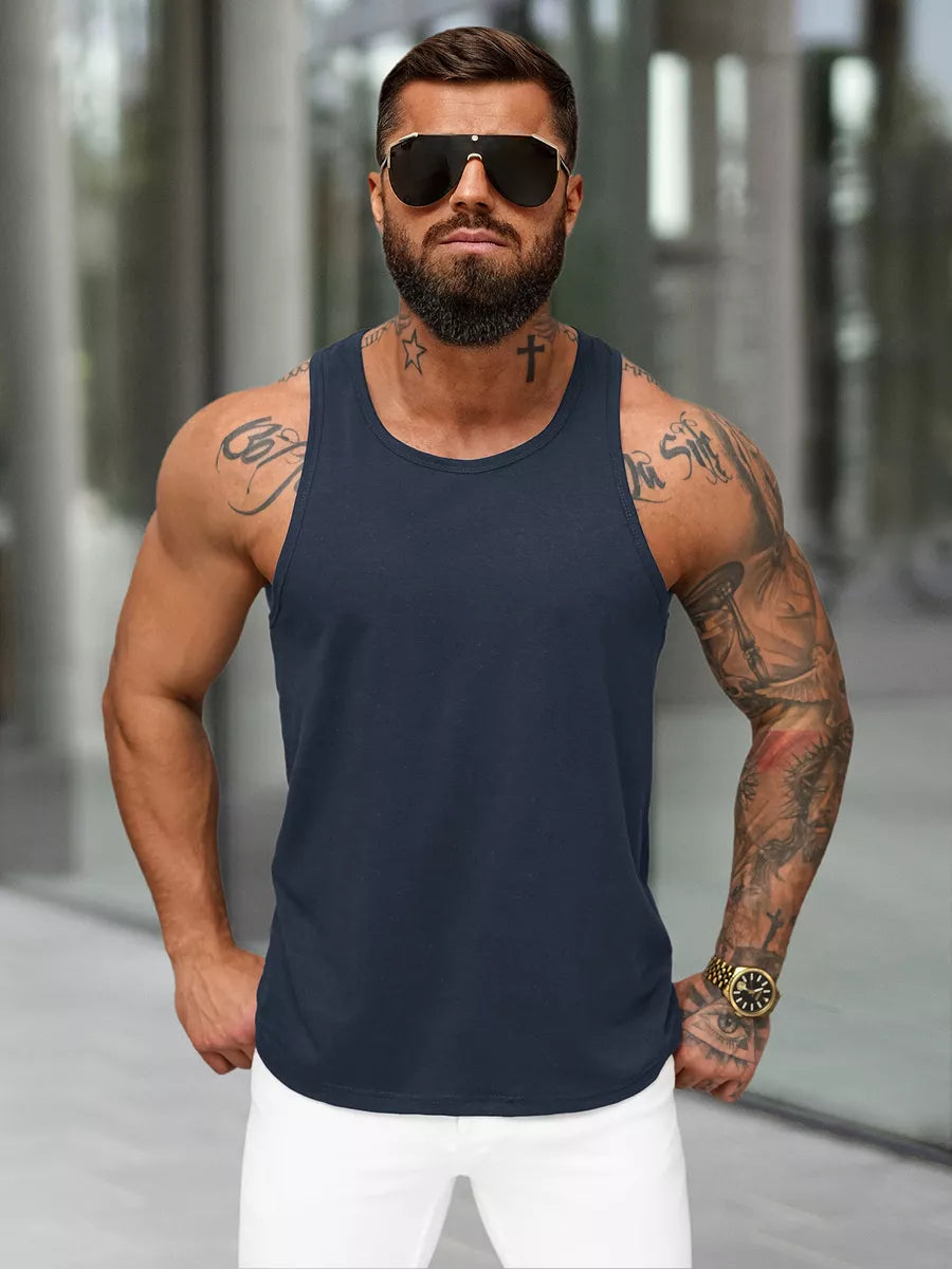 Men's sleeveless dark blue T-shirt Romul