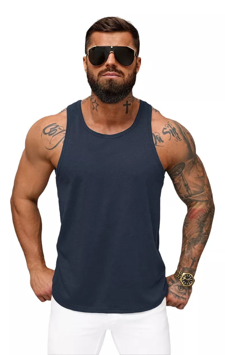 Men's sleeveless dark blue T-shirt Romul