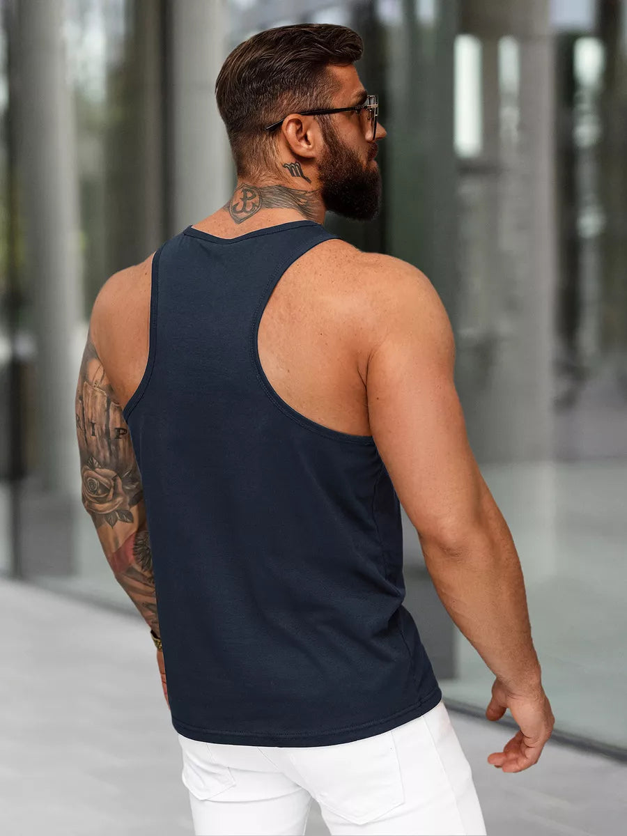 Men's sleeveless dark blue T-shirt Romul