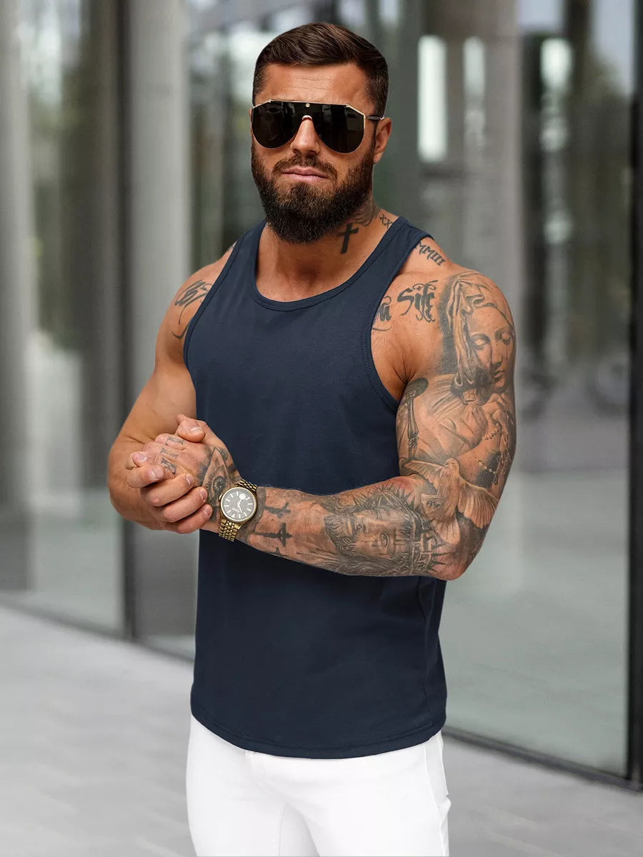 Men's sleeveless dark blue T-shirt Romul