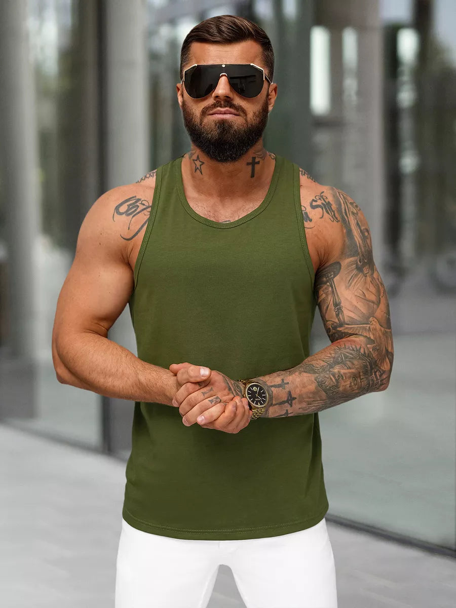 Men's sleeveless khaki shirt Romul