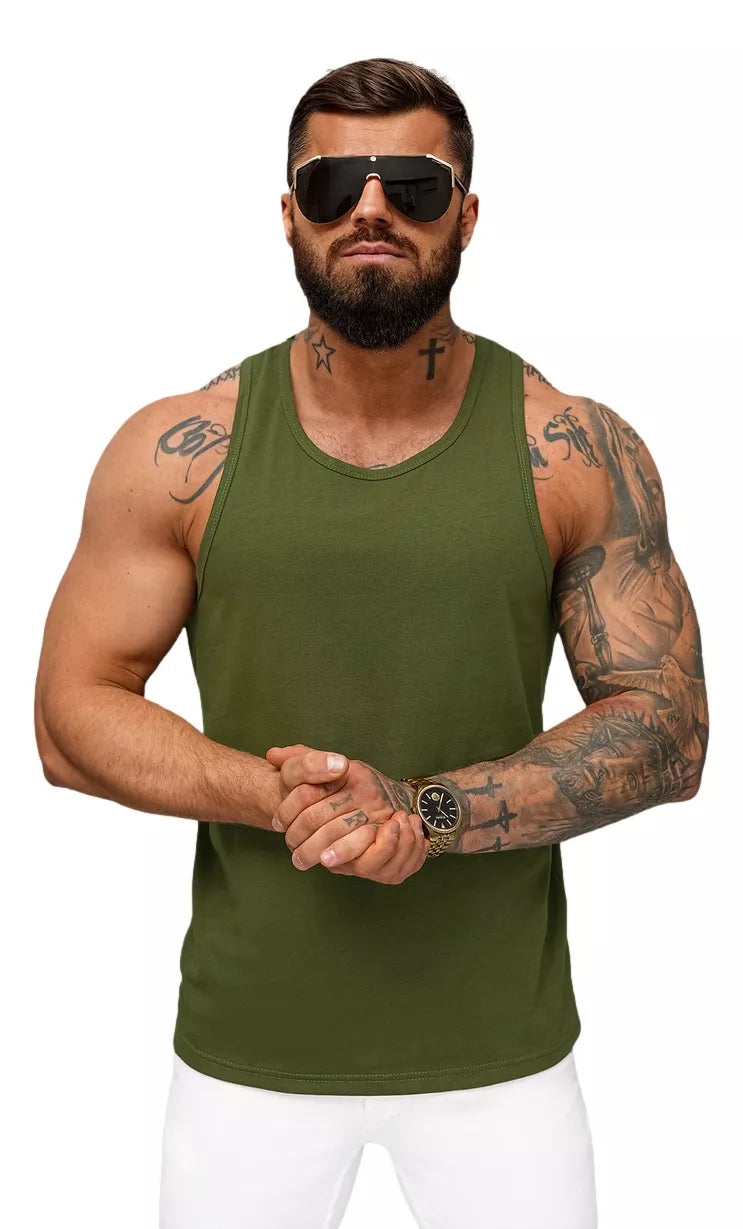 Men's sleeveless khaki shirt Romul