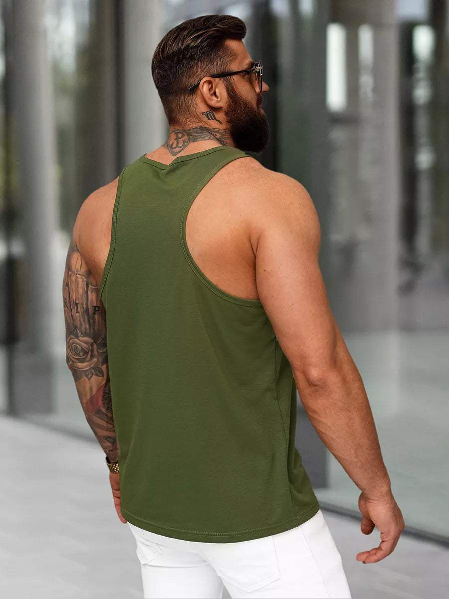 Men's sleeveless khaki shirt Romul