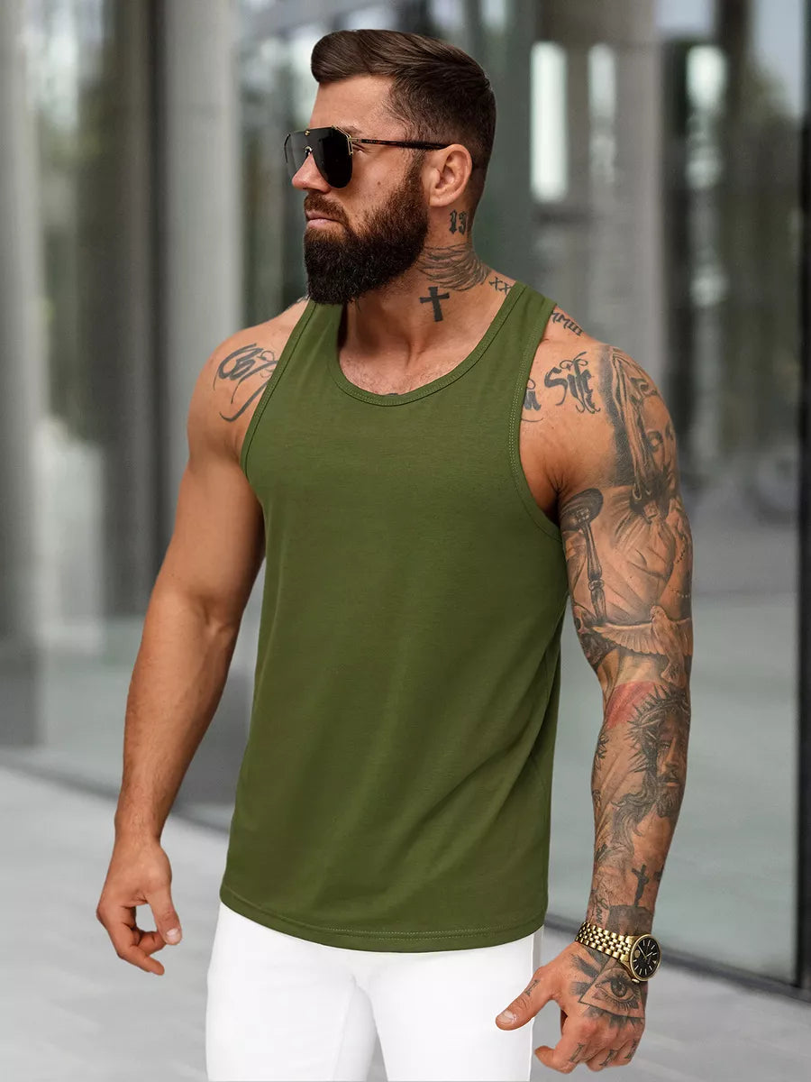 Men's sleeveless khaki shirt Romul