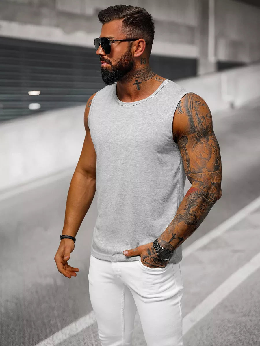 Sleeveless light gray men's shirt Look