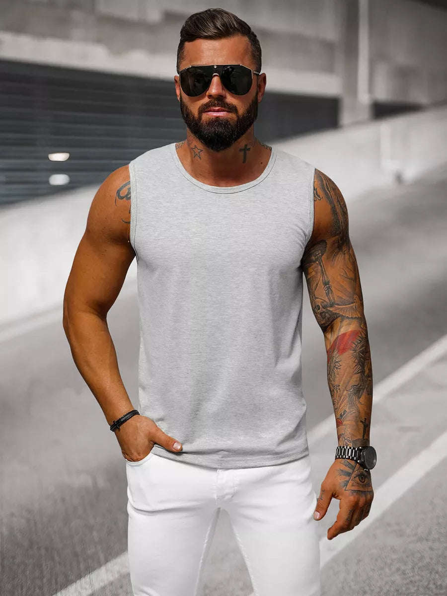 Sleeveless light gray men's shirt Look