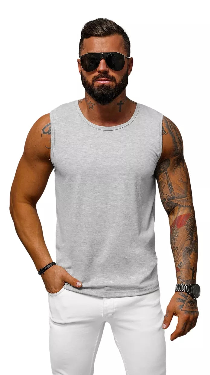 Sleeveless light gray men's shirt Look