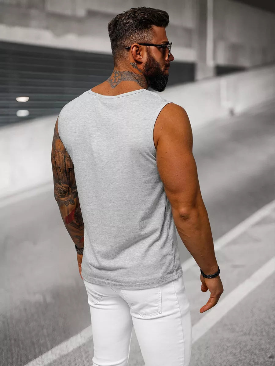 Sleeveless light gray men's shirt Look