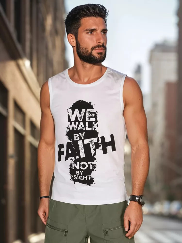 Men's white sleeveless shirt Faith