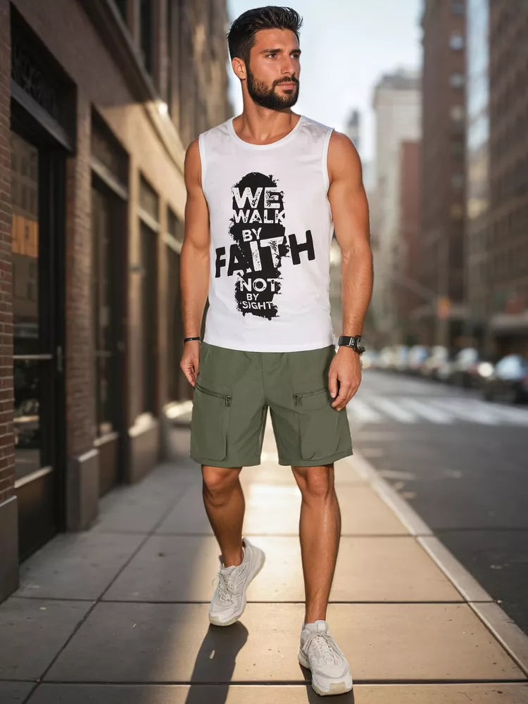 Men's white sleeveless shirt Faith
