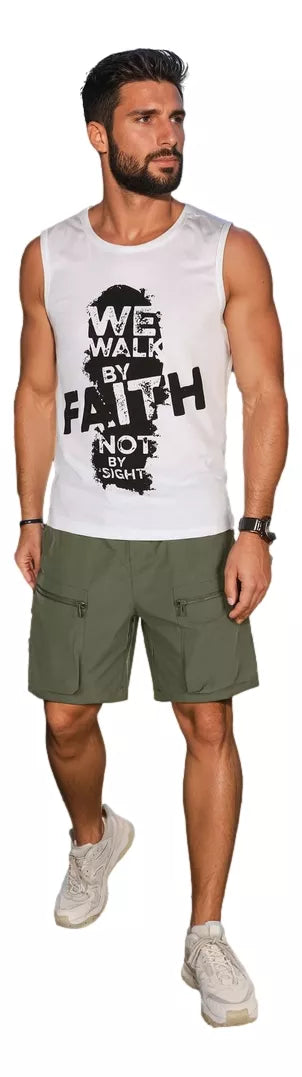 Men's white sleeveless shirt Faith
