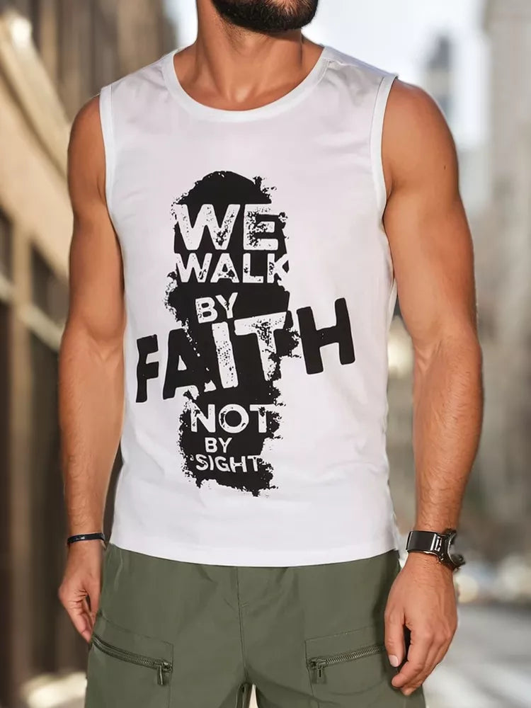 Men's white sleeveless shirt Faith