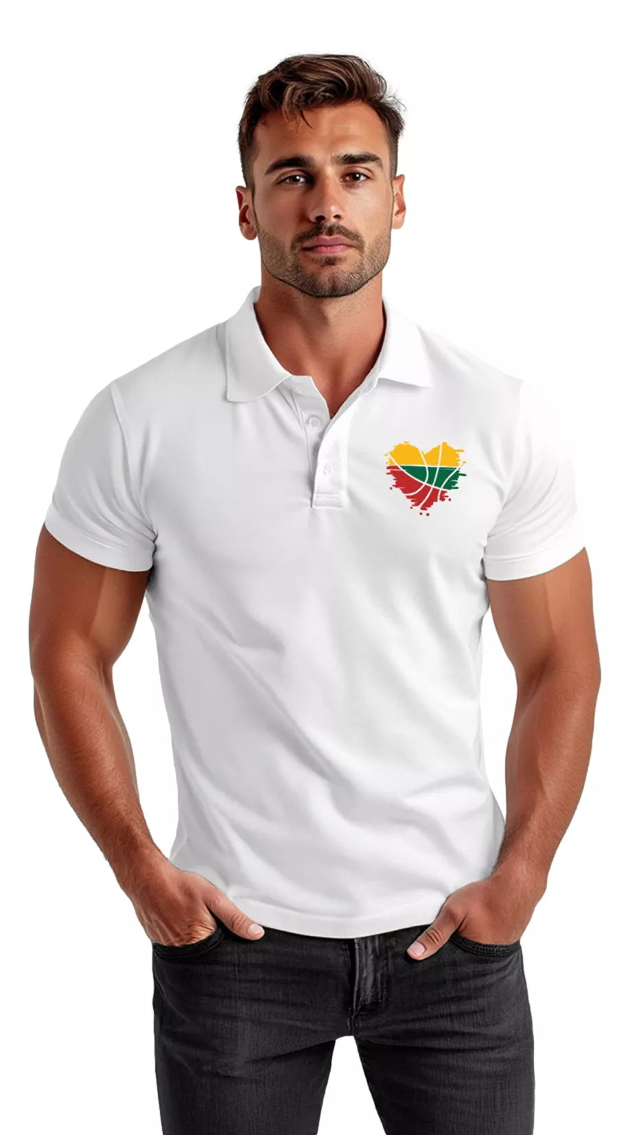 Men's white polo shirt Heart 