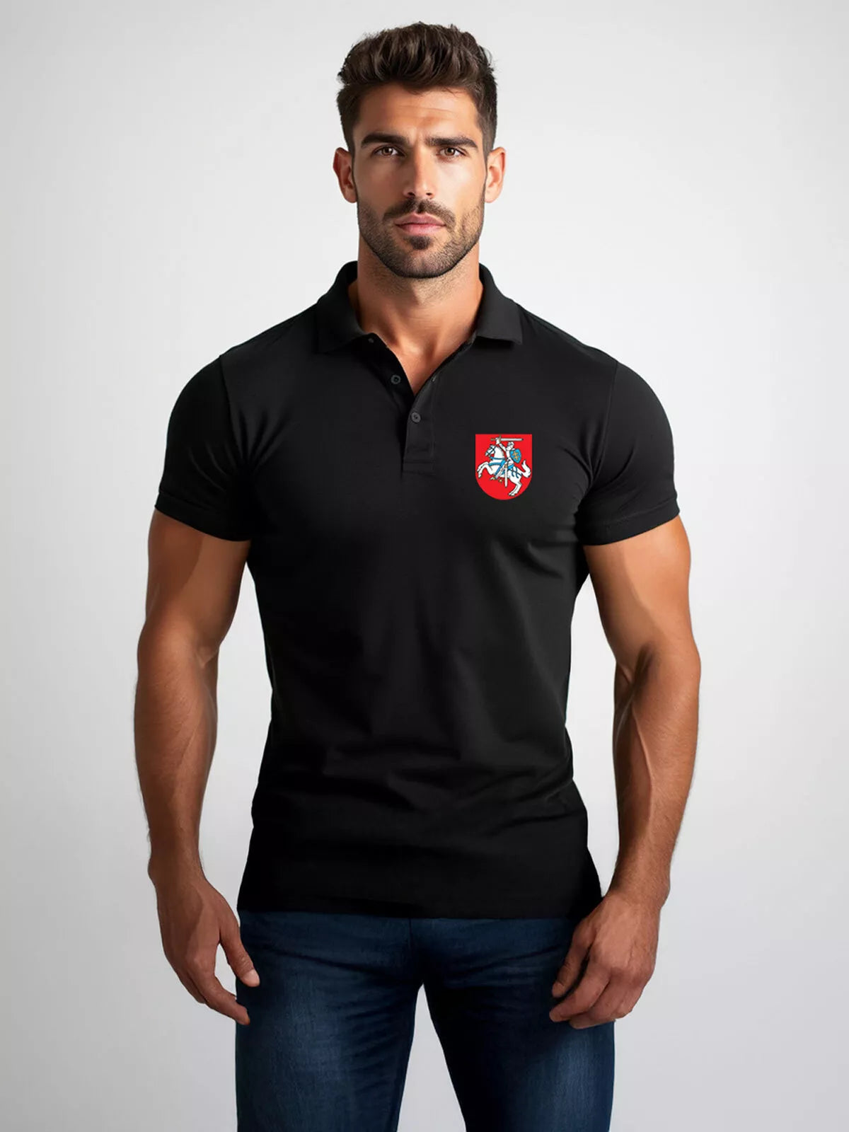 Men's black polo shirt Coat of arms 