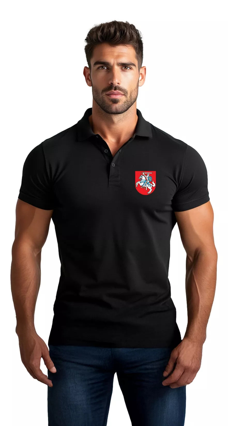 Men's black polo shirt Coat of arms 