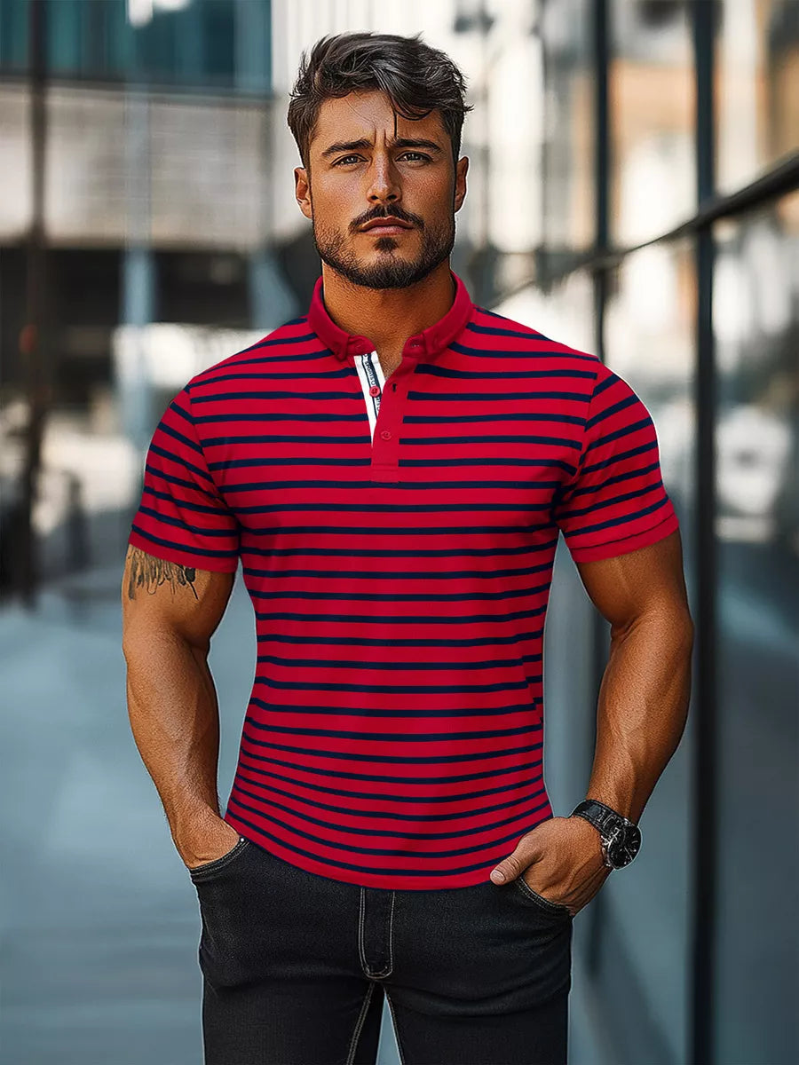Men's striped red polo shirt Donat