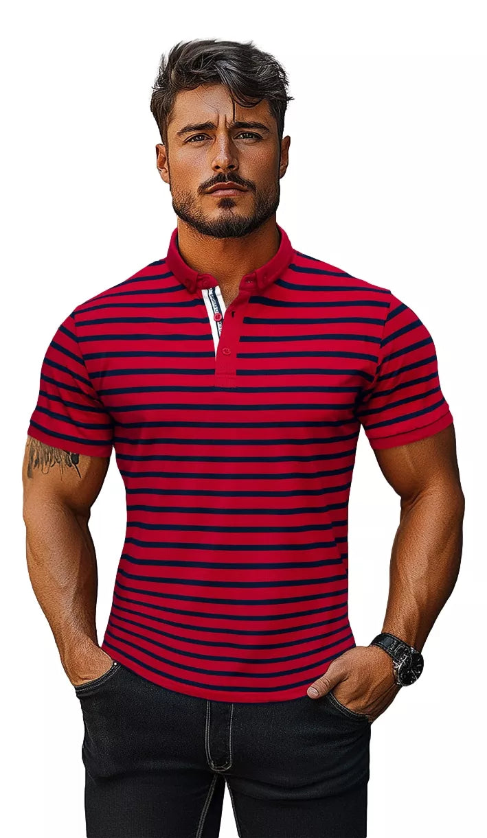 Men's striped red polo shirt Donat