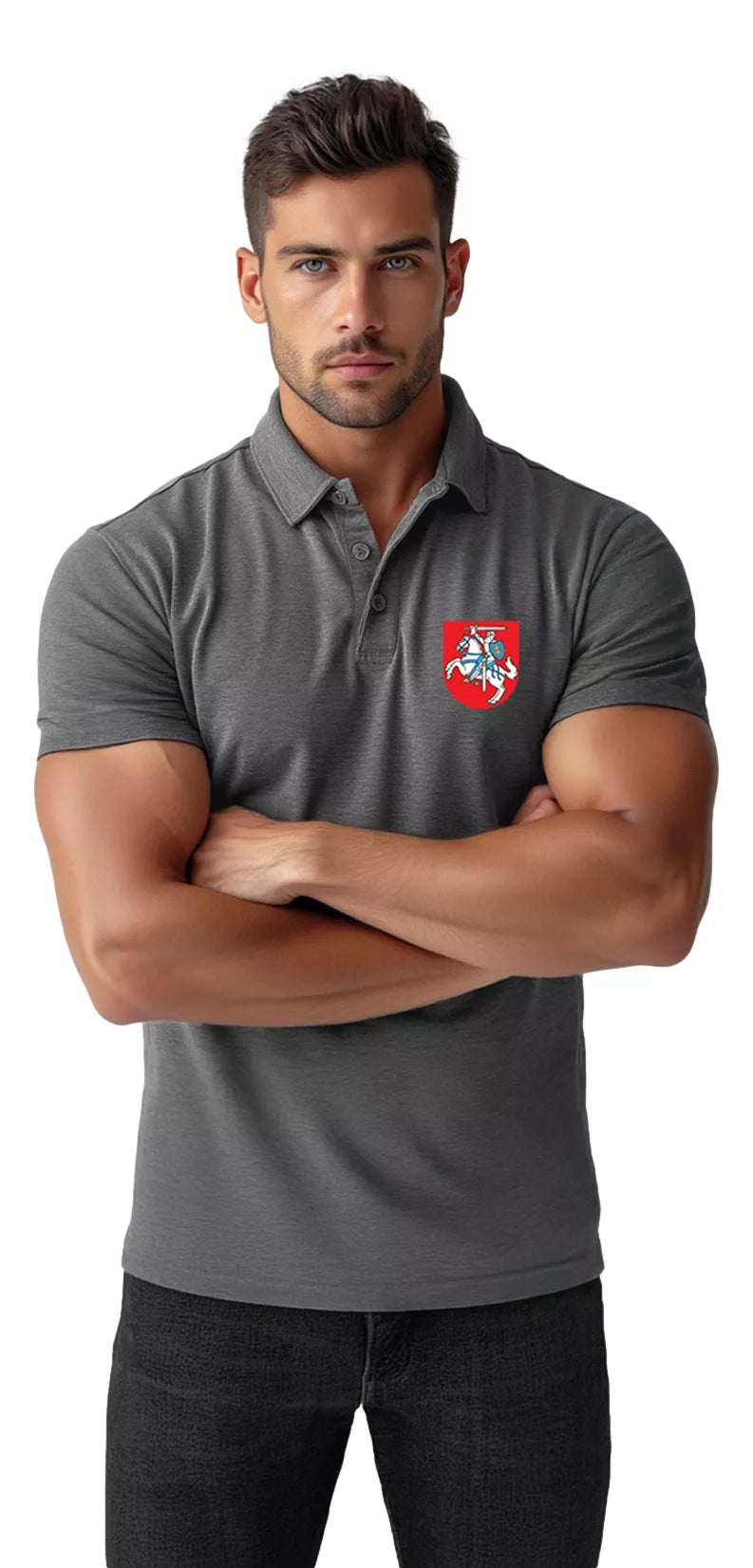 Men's dark gray polo shirt Herbas 