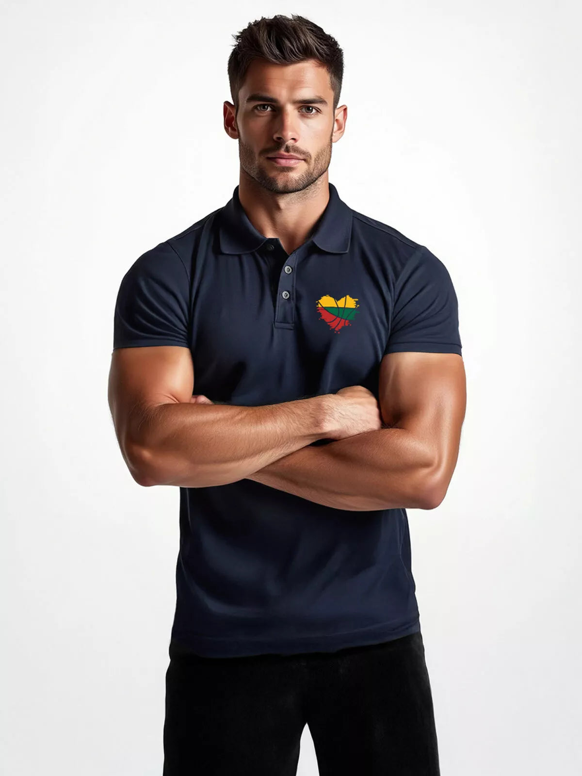 Men's navy blue polo shirt Heart 