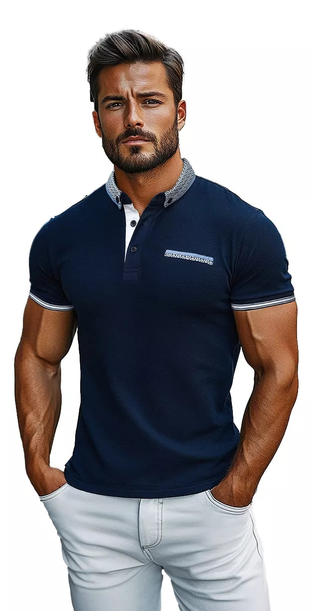 Men's navy blue polo shirt Urbin